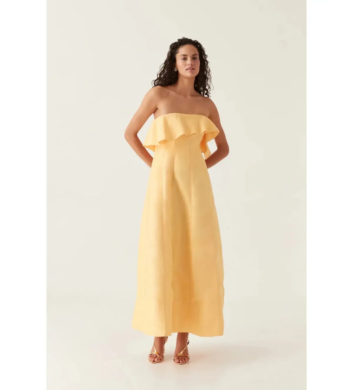 Aje Shallows Strapless Gown Marigold Yellow Size AU 10 photo 2