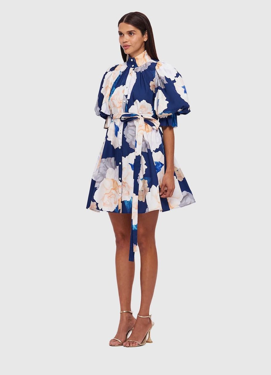 Leo Lin Eli Mini Dress - Rosebud Print in Navy photo 4