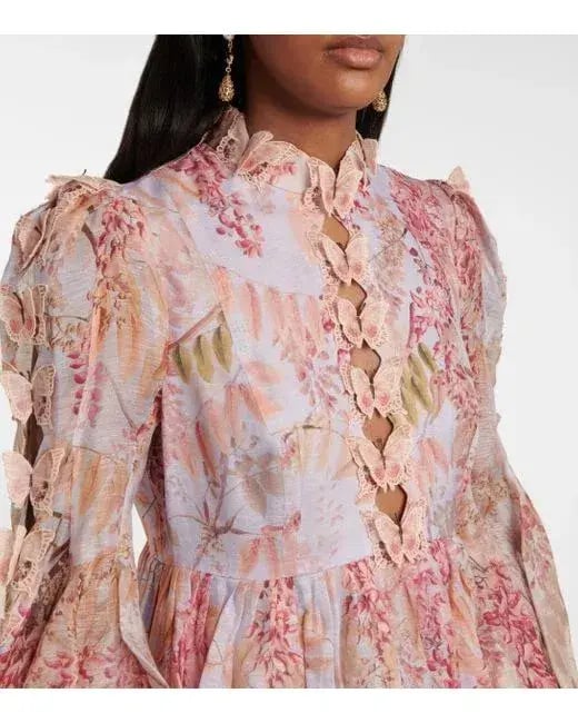 Zimmermann Botanica Butterfly Gown Pink Floral Size 2/AU 12 photo 3