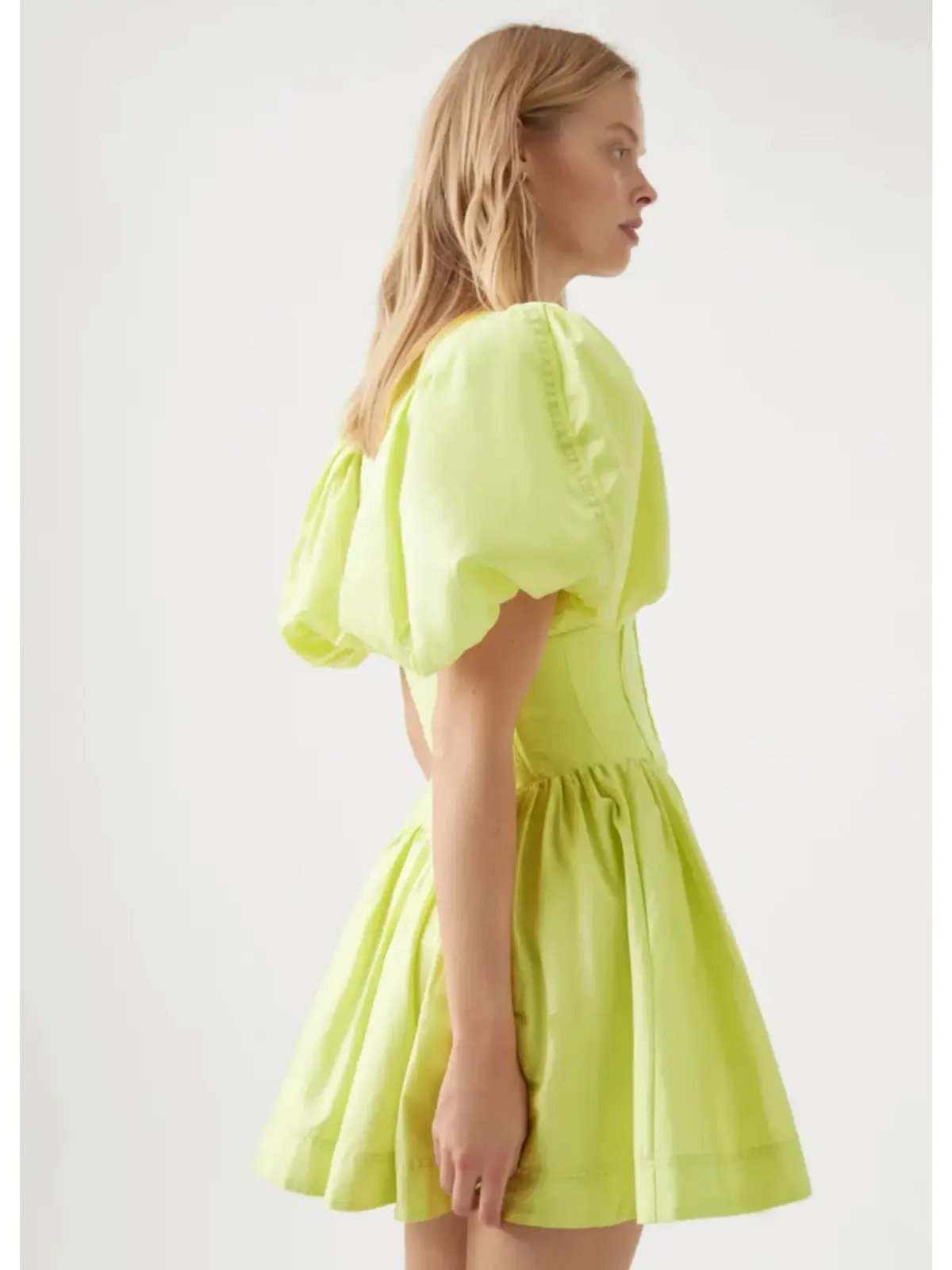 Aje Gianna Puff Sleeve Mini Dress in Lemon Size AU 6 photo 3