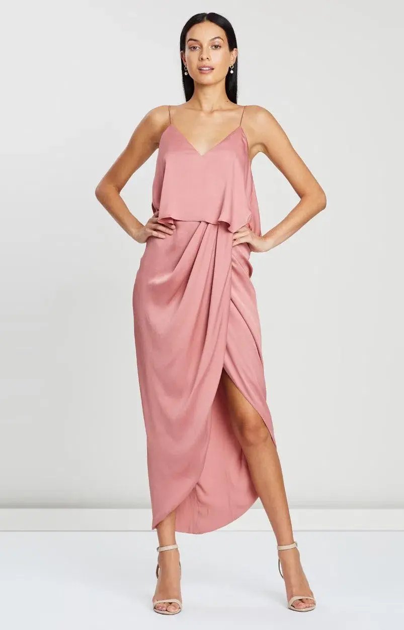Shona Joy Luxe Draped Cocktail Frill Dress in Rose Size 10 photo 2