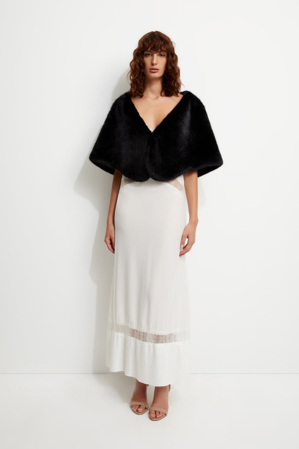 UNREAL FUR Yasmine Wrap Fur Stole (Black) photo 8
