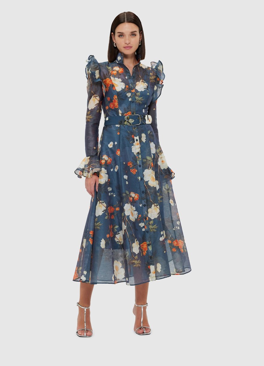 Leo Lin Katrina Butterfly Sleeve Midi Dress - Pear Blossom Print photo 3