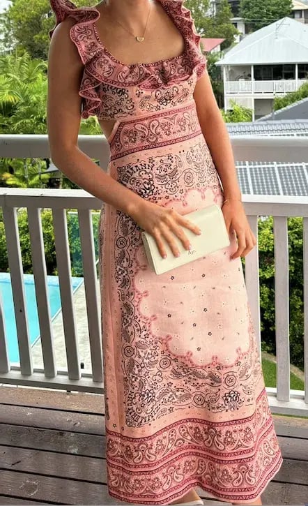 Zimmermann Matchmaker Frilled Midi Dress Pink Bandana Size 0 / AU 8 photo 3