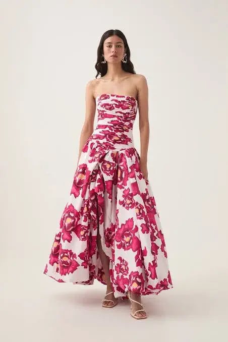 AJE Behold Maxi Dress Red Floral Size AU 16 photo 2