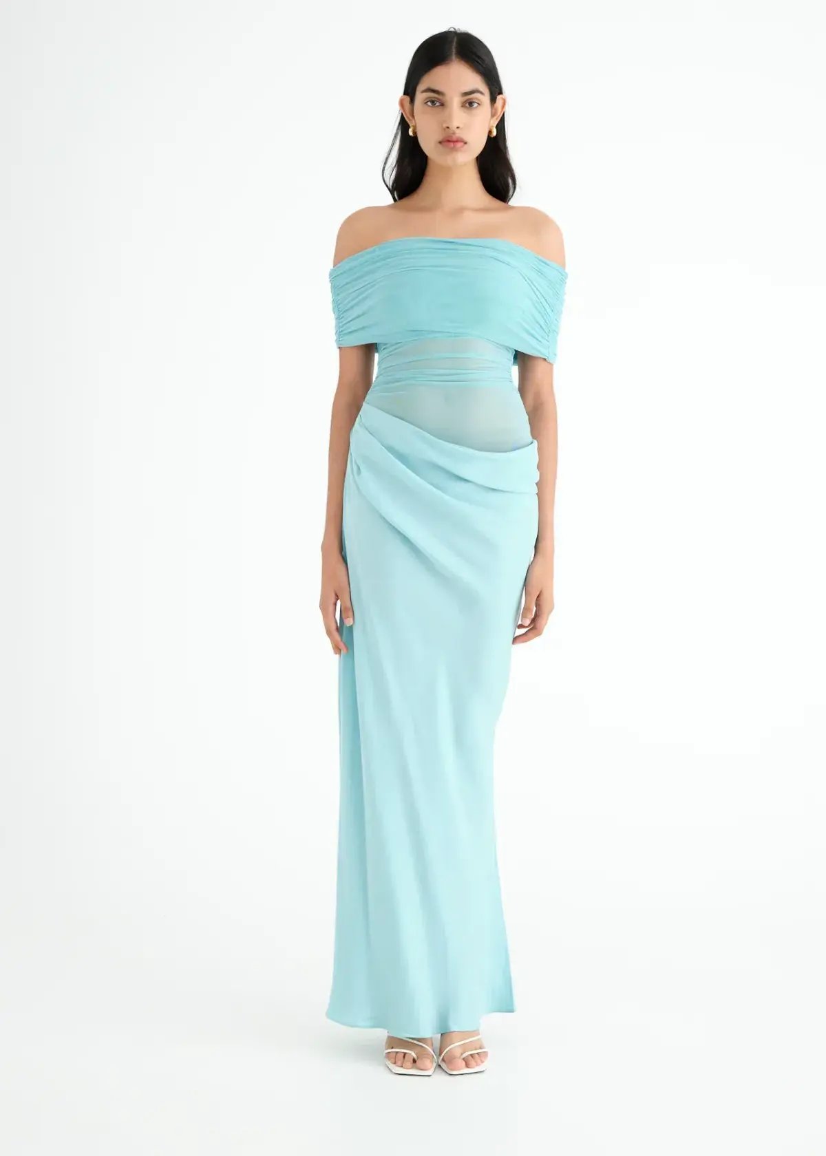 Benni Nico Off Shoulder Maxi Dress Aquamarine Size 8 photo 3
