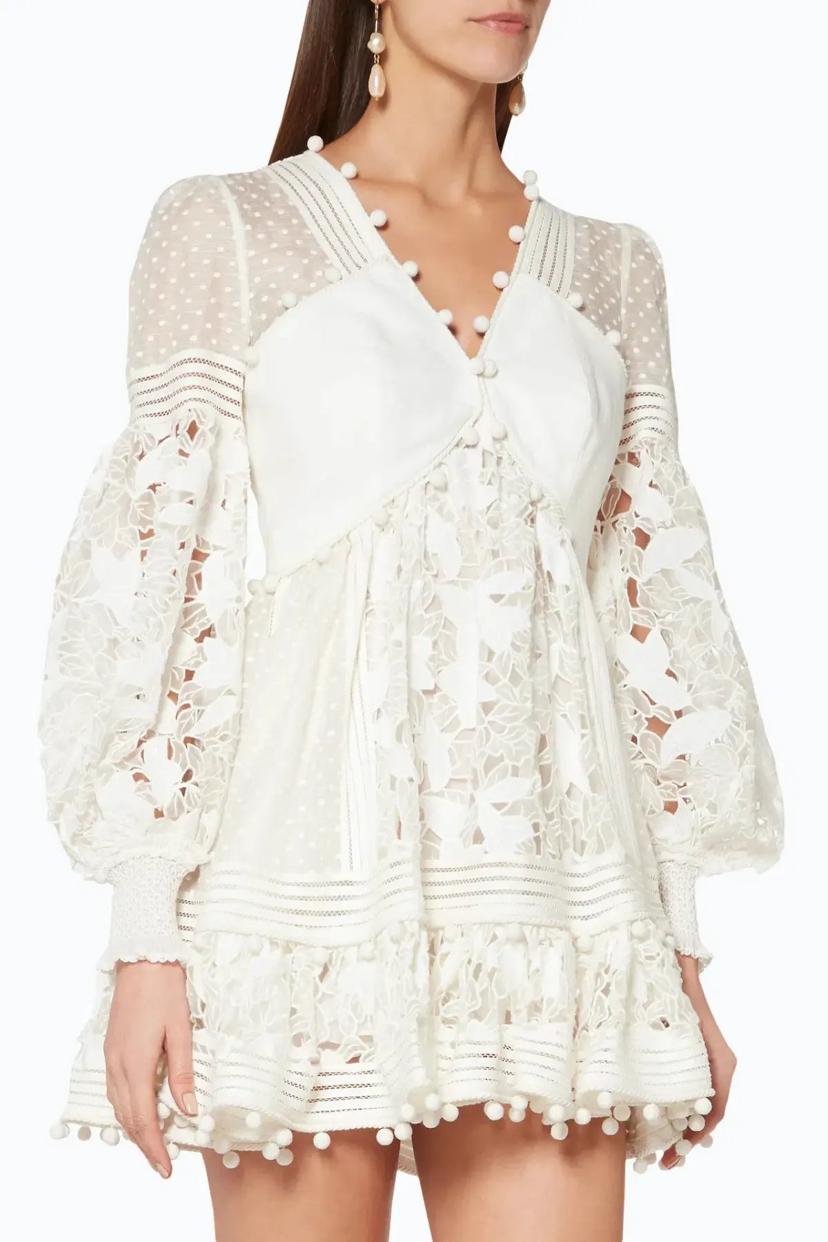 Zimmermann Corsage Embellished Mini Dress Ivory Size 6 photo 2