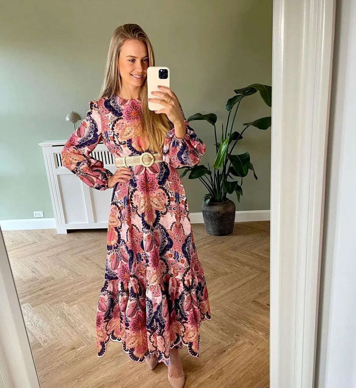 Zimmermann The Laurel Billow Emb Midi Dress in Navy Baroque Floral Size 2 /Au 12 photo 2