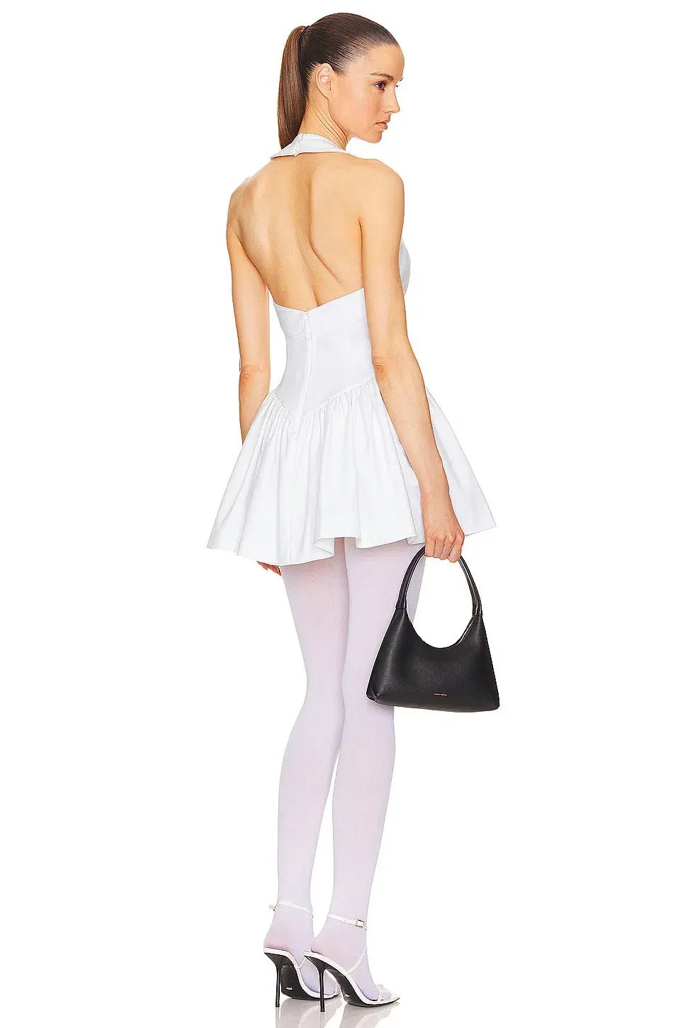 Helsa Faille Halter Mini Dress White Size M / AU 10 photo 3