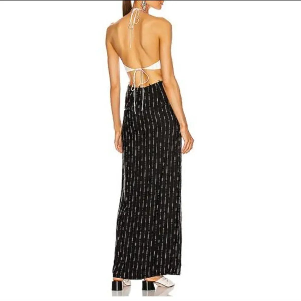 Dion Lee Pinstripe Tie Gown Black/Ivory Size 8 photo 2