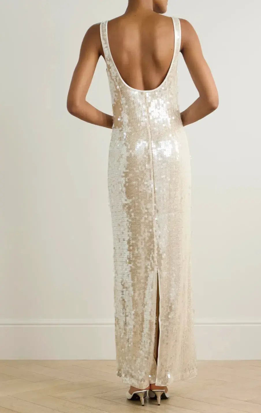 Simkhai Bex Sequined Tulle Maxi Long Dress in Cream Size US 6 / AU 10 photo 2