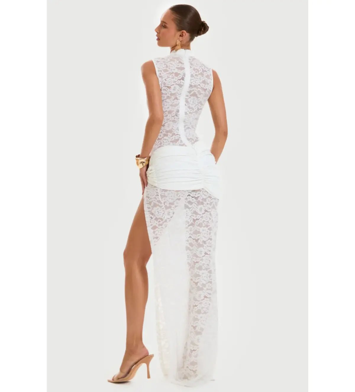 Murci Onyx Lace Keyhole Maxi Dress White Size 8/S photo 3