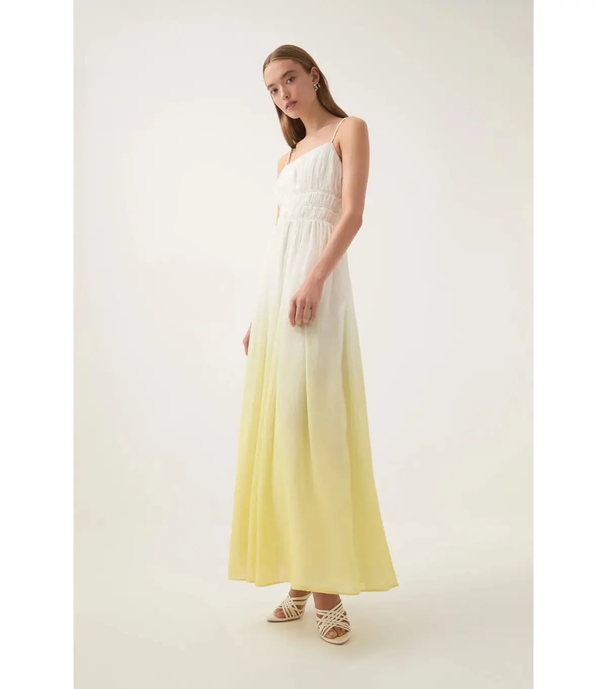 Aje Acapella Ruched Midi Dress Sunrise Ombre Size AU 12 photo 2