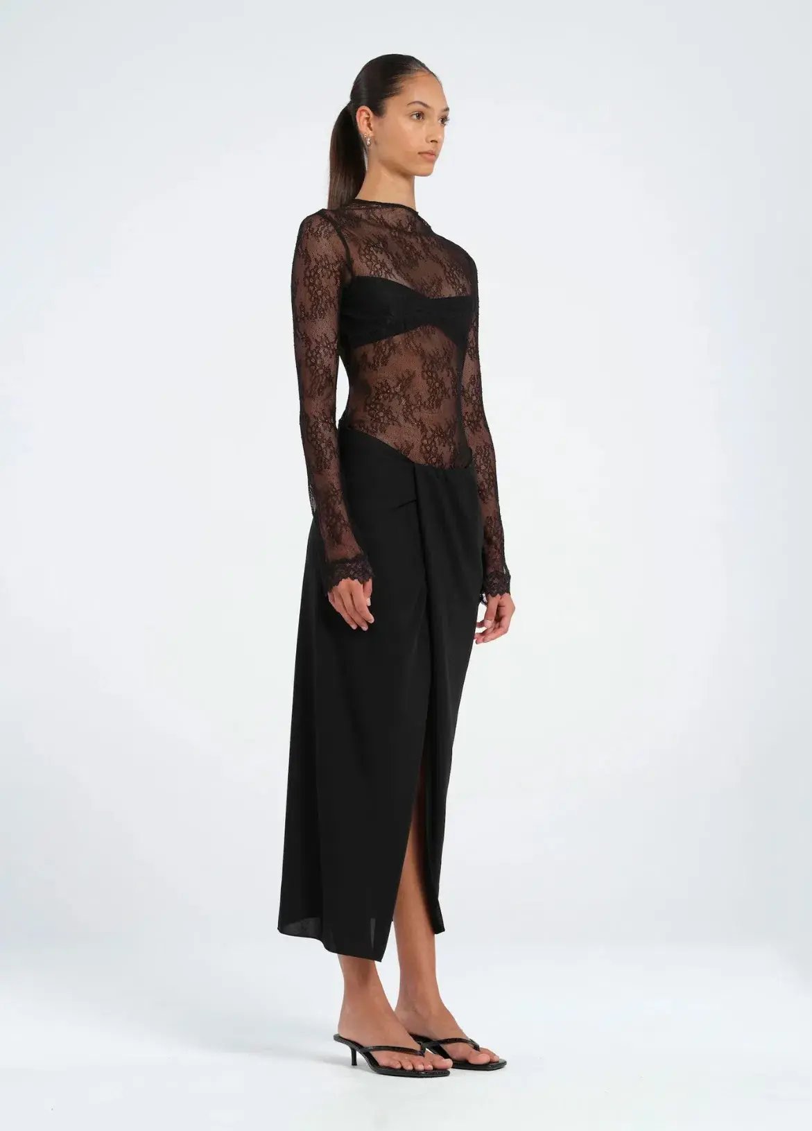 Benni Colton Midi Dress in Black Size 8 photo 2