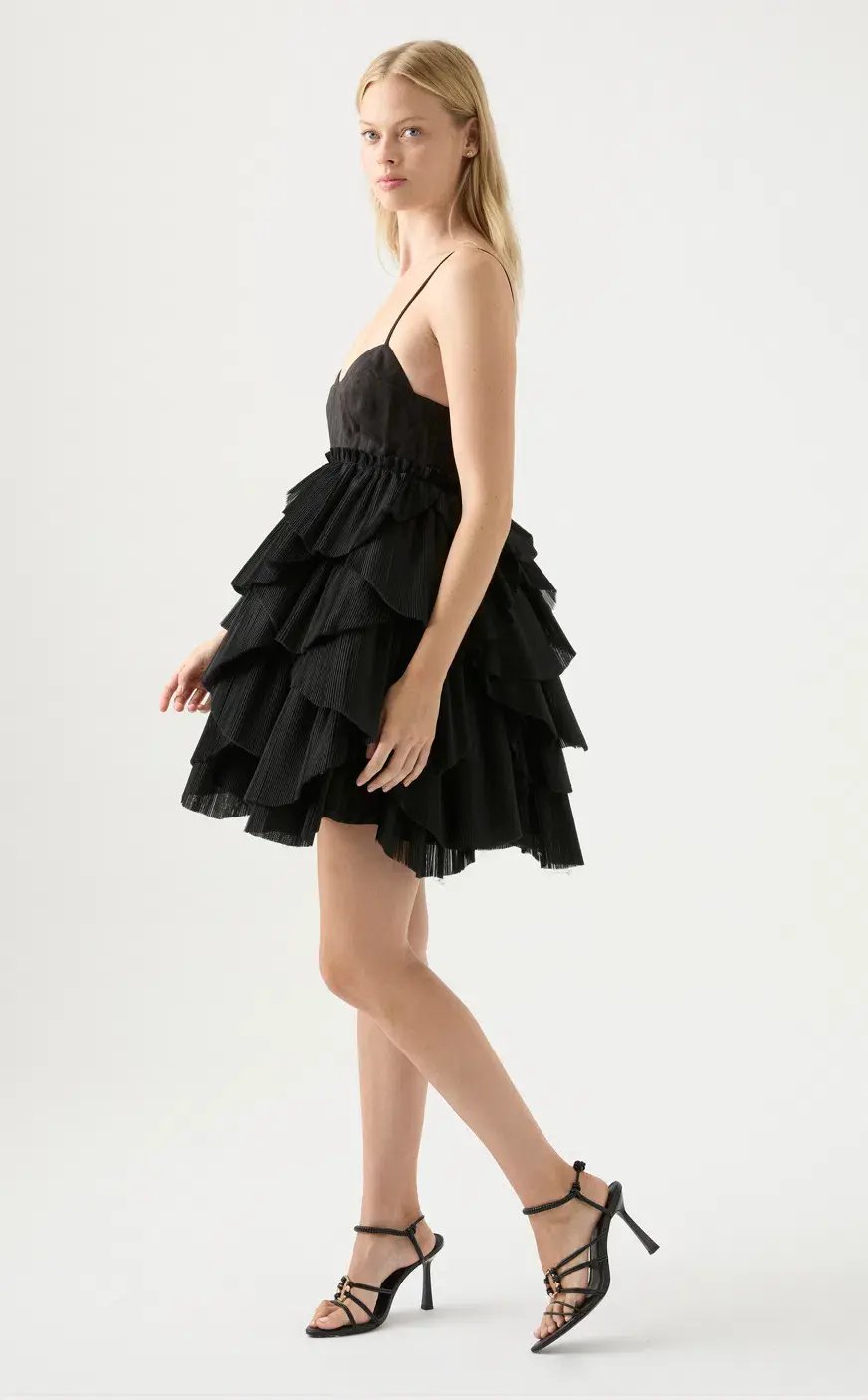Aje Elise Pleat Mini Dress in Black Size 10 AU / 6 US photo 3