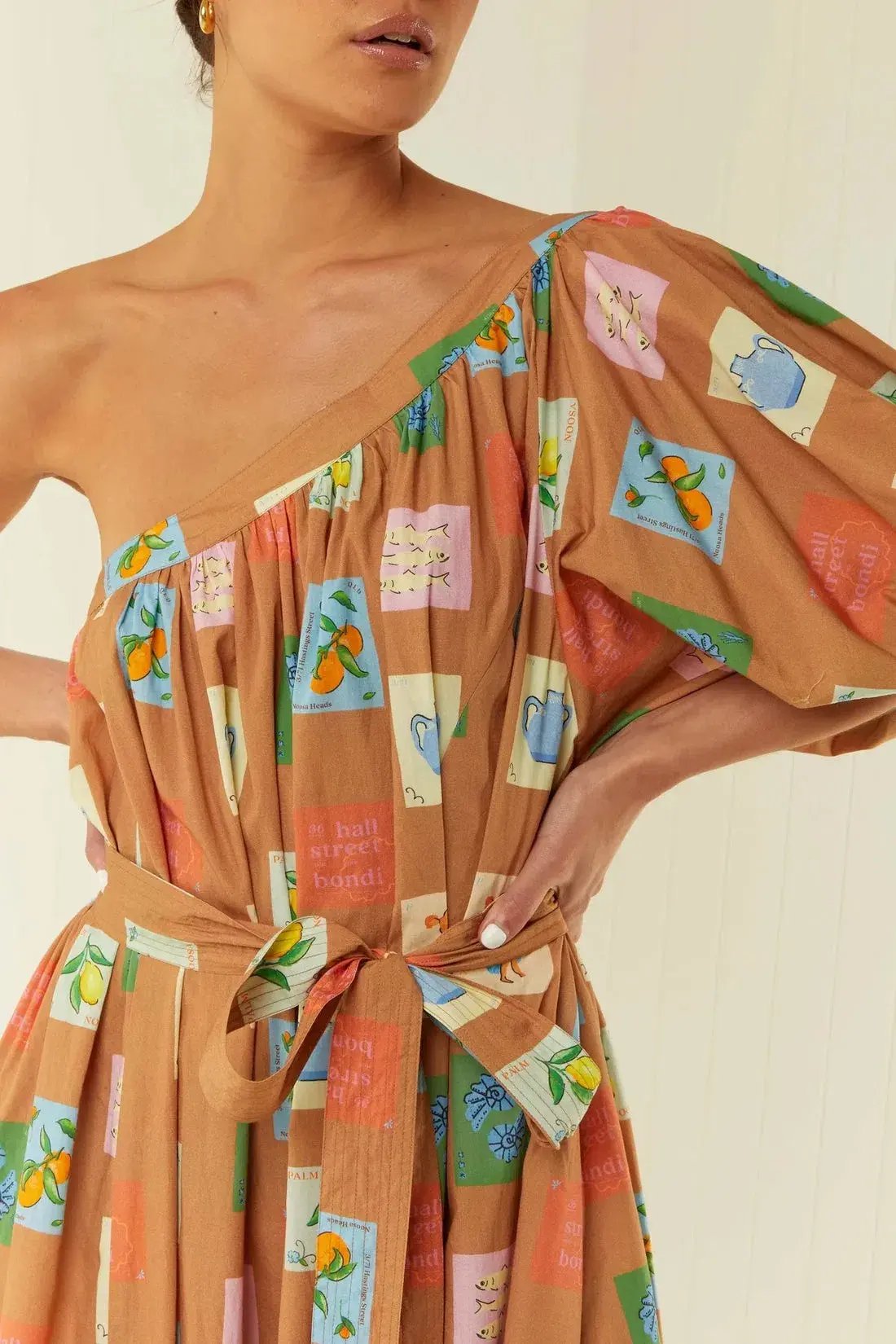 Palm Noosa Lotus Maxi Dress in Brown Print Size 12 photo 4