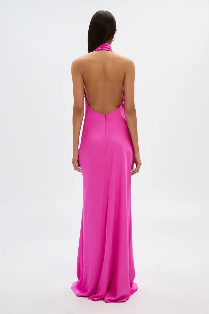 Misha Collection Evianna Satin Dress Hot Pink Size 8/S photo 3