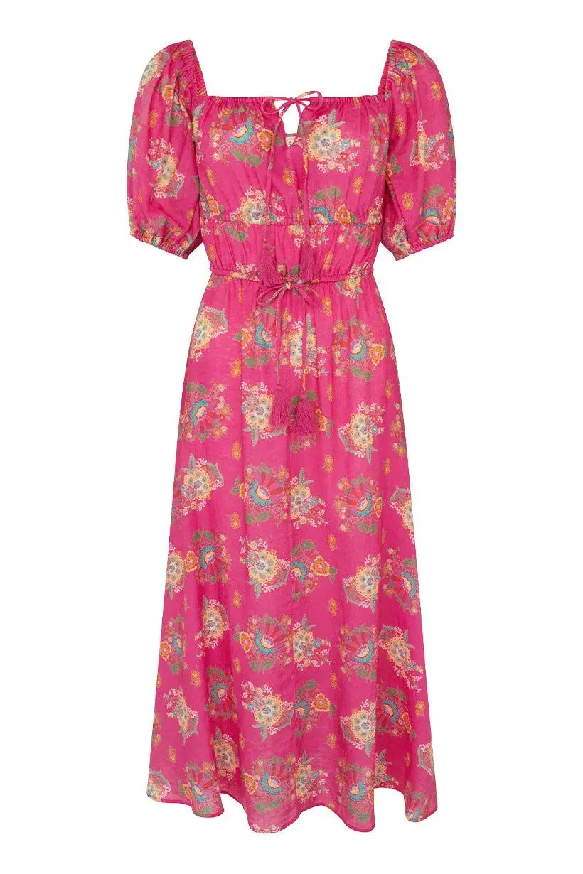 Spell Solstice Linen Soiree Dress Rose Pink Size AU 12 photo 3