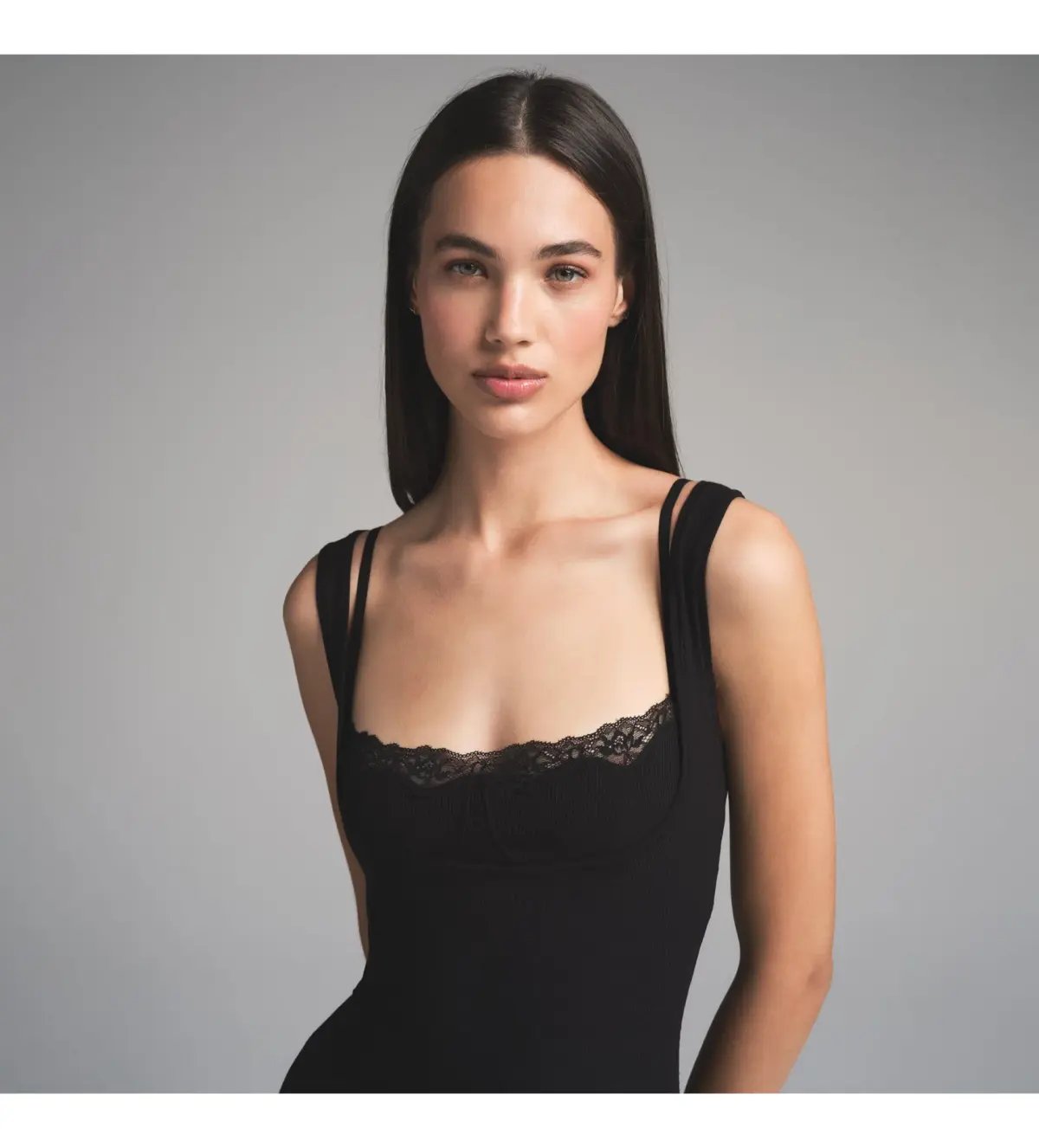 Skims Soft Lounge Lace Tank Maxi Dress Onyx Size L / AU 12 photo 3
