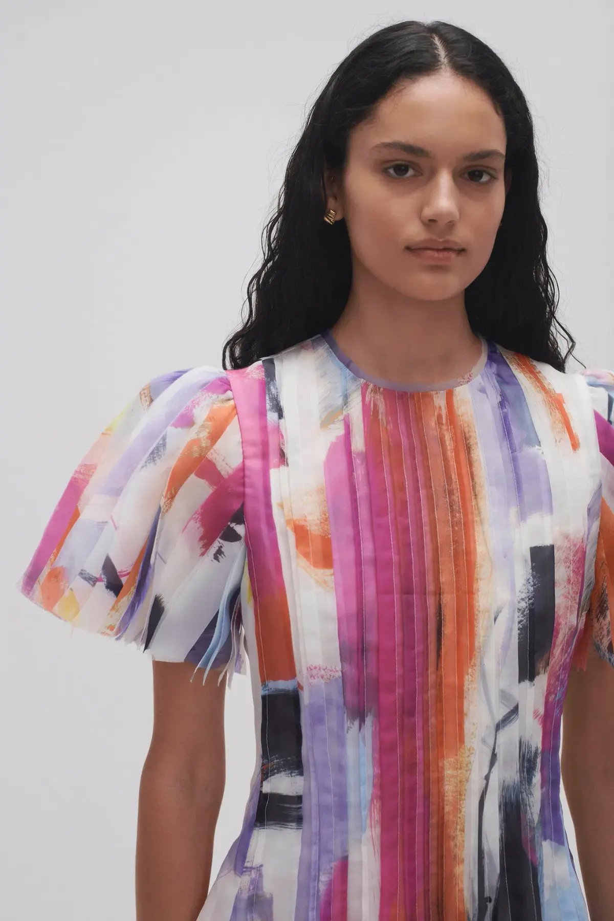 Aje Nova Pleated Midi Dress in Abstract Sunset Size 6 photo 2