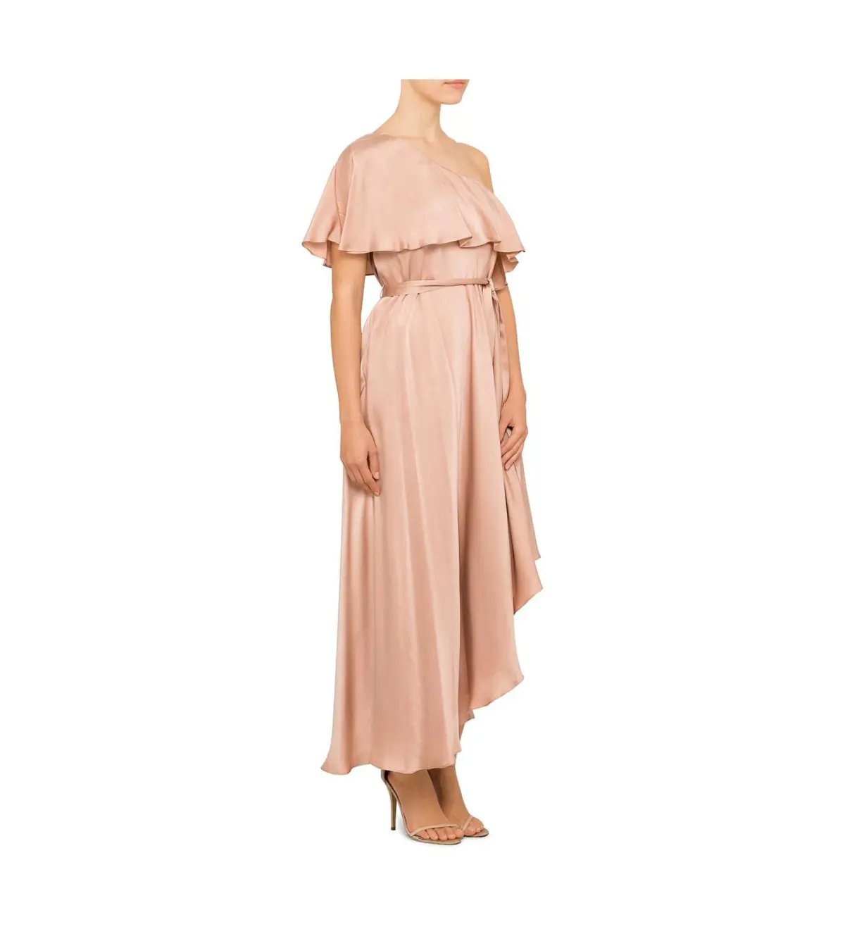 Zimmermann Sueded One Shoulder Midi Dress Beige Size 2 AU 12 photo 3