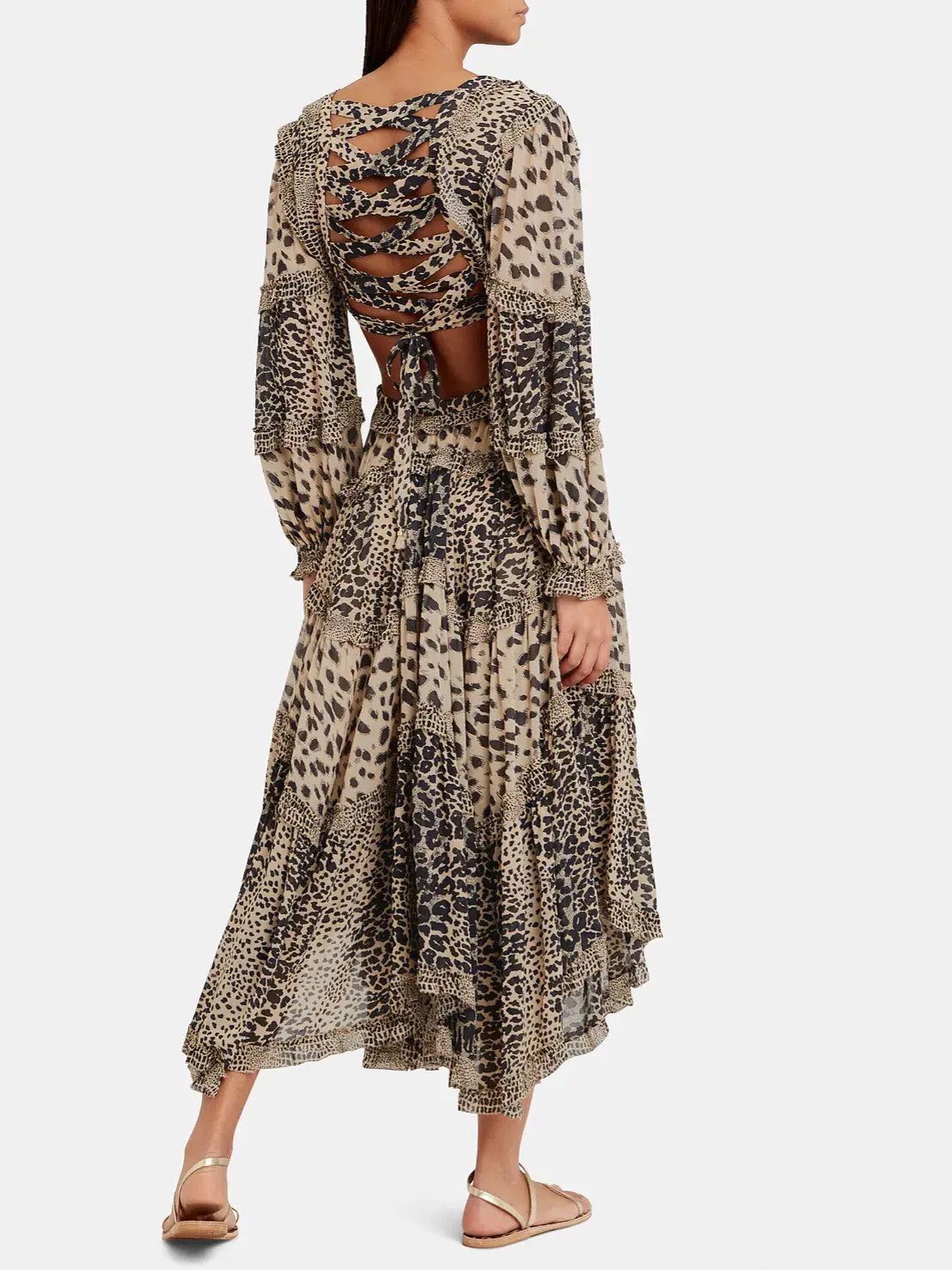Zimmermann Allia Cut Out Long Dress Cheetah Print Size 0 / AU 8 photo 2