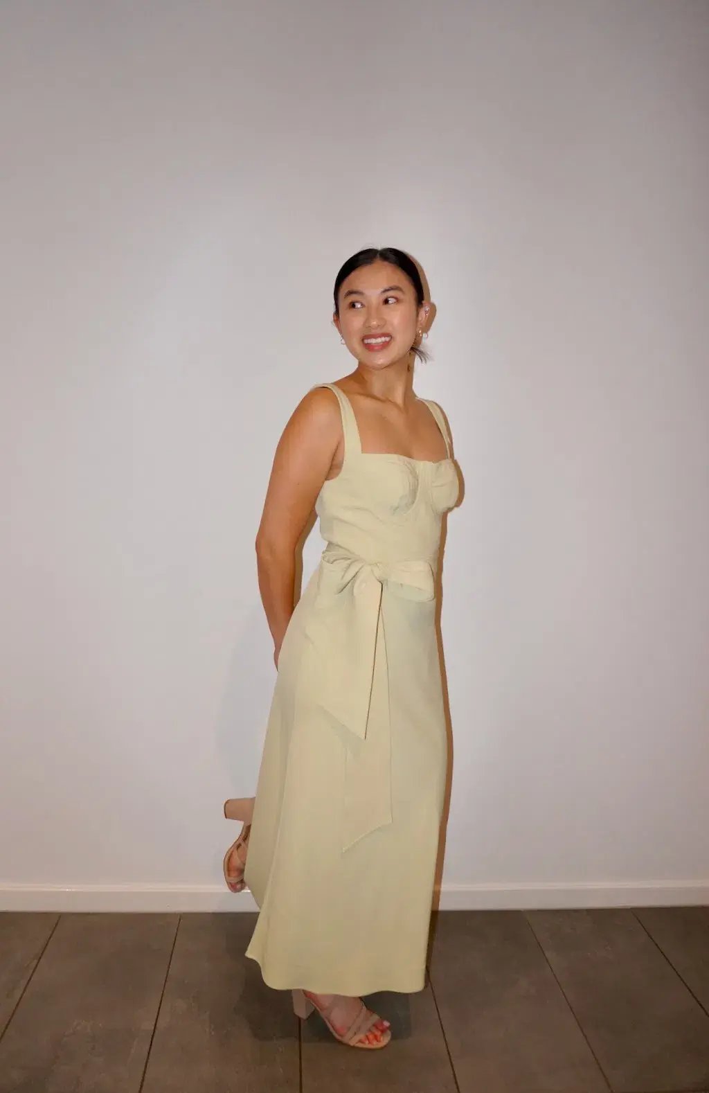 By Johnny Ora Bust Midi Dress Pistachio Size 8 photo 2