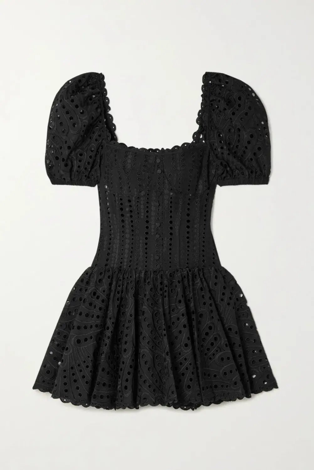 Charo Ruiz ‘Yara’ Broderie Anglaise Cotton-Blend Mini Dress Black Size Medium (AU 10) photo 6