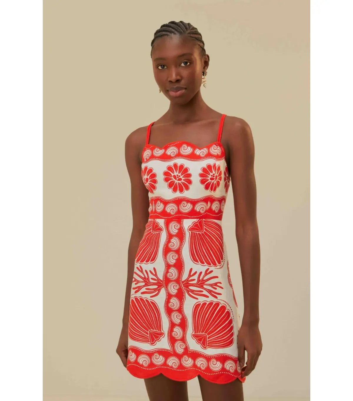 Farm Rio White Ainika Shell Linen Mini Dress Multi Size Medium / AU 10 photo 2