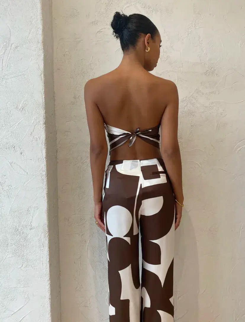 Sir the Label Julien Scarf and Pants Set In Abstract Chocolate Size 1 / AU 8 photo 6
