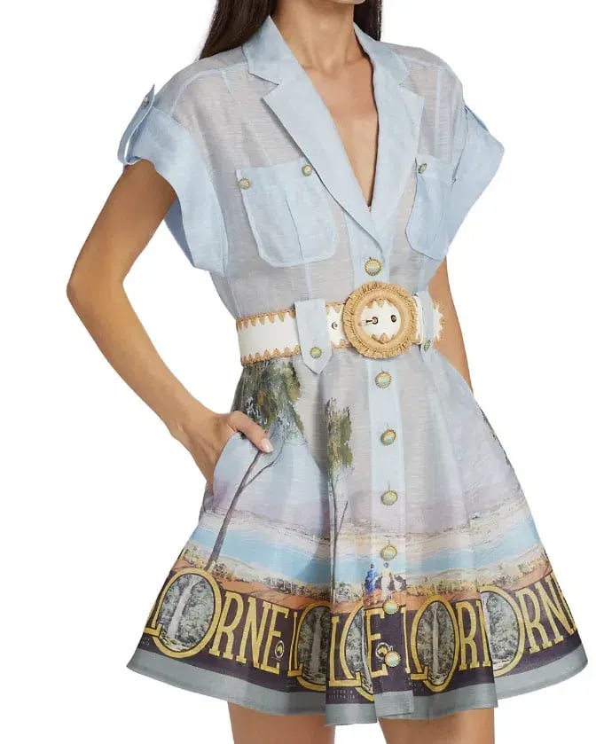 Zimmermann Postcard Shirt Mini Dress Lorne Print Size 1 / AU 10 photo 2