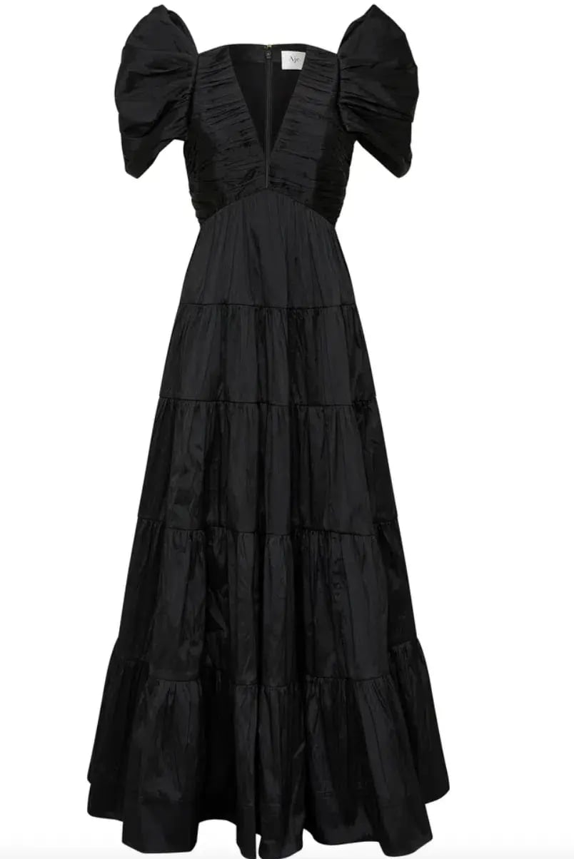 Aje Statuesque Tiered Gown Black Size 4 / XXS photo 3