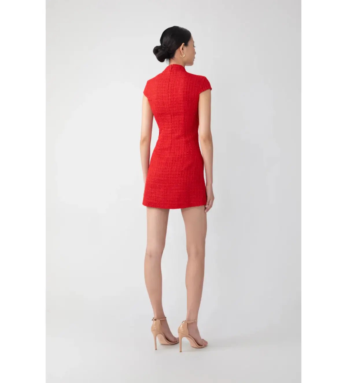 Sau Lee Natasha Tweed Mini Dress in Red Size 8 photo 4