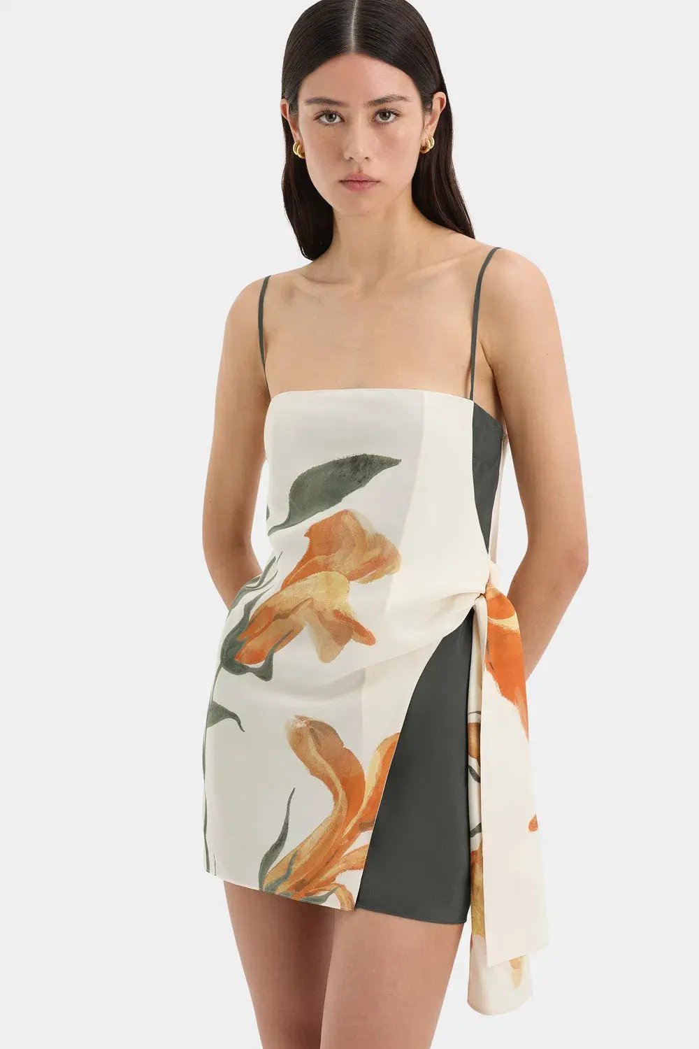 Sir the Label Constance Tie Mini Dress Iris Floral Size 0/Au 6 photo 2