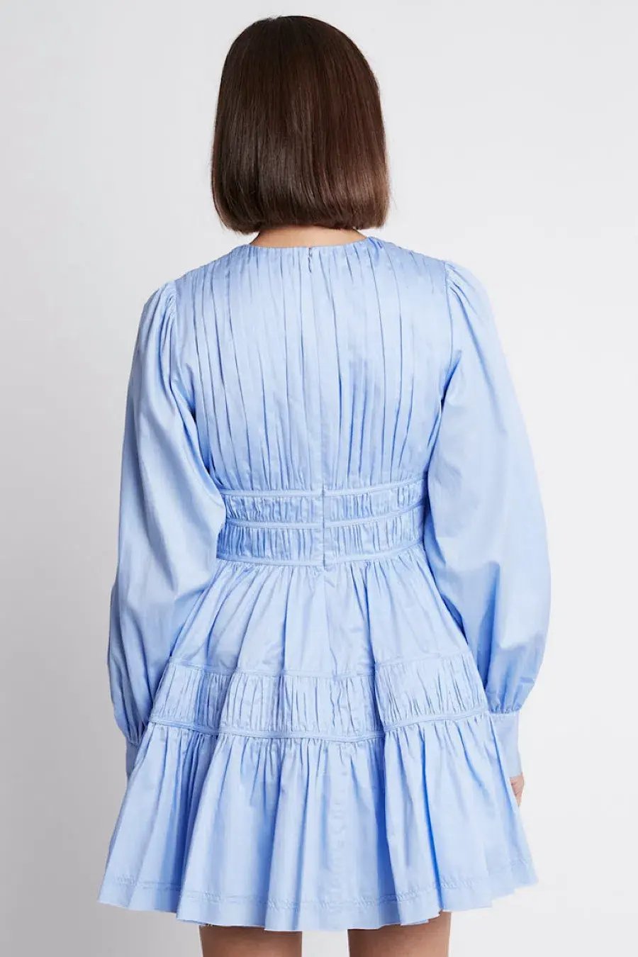 Aje Fallingwater Gathered Mini Dress Powder Blue Size 10 photo 3