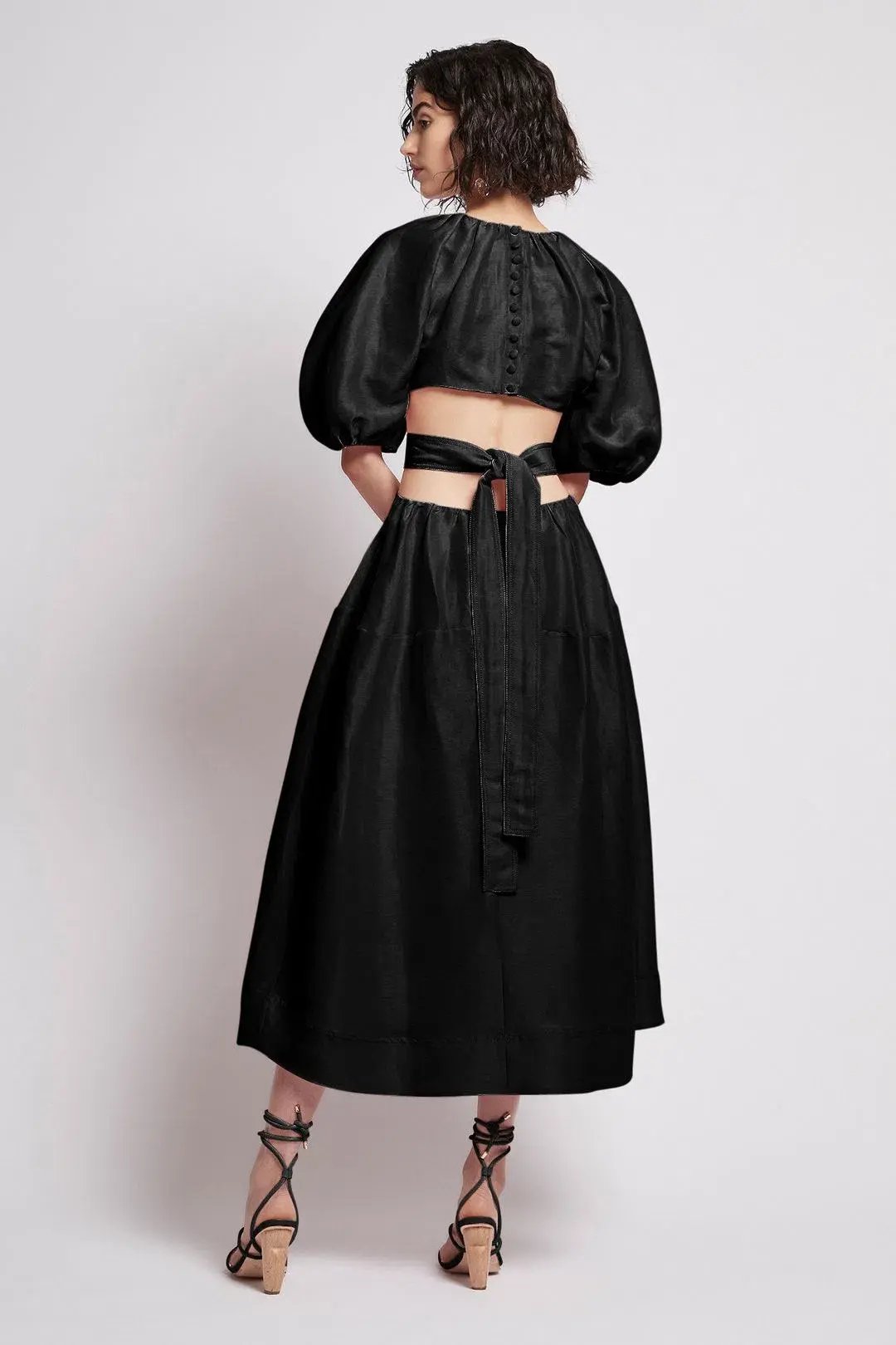 Aje Mimosa Cut Out Midi Dress Black Size 10 photo 3