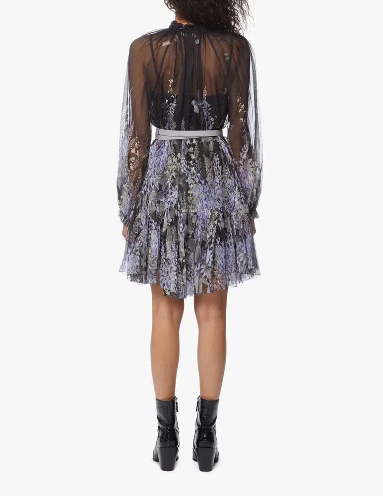Zimmermann Botanica Lantern Mini Dress Black/Purple Size 0 / Au 8 photo 2