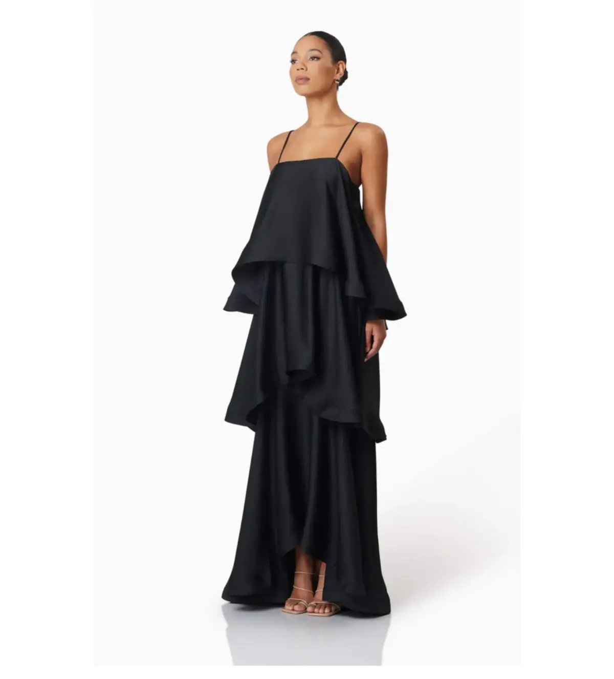 Elliatt Tilly Tiered Maxi Dress Black Size 10 photo 3
