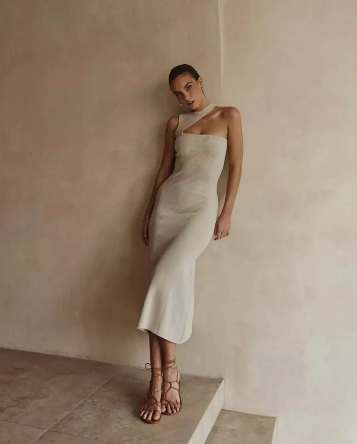 Dissh Adalyn Asym Midi Dress Stone Size 10 / M photo 3
