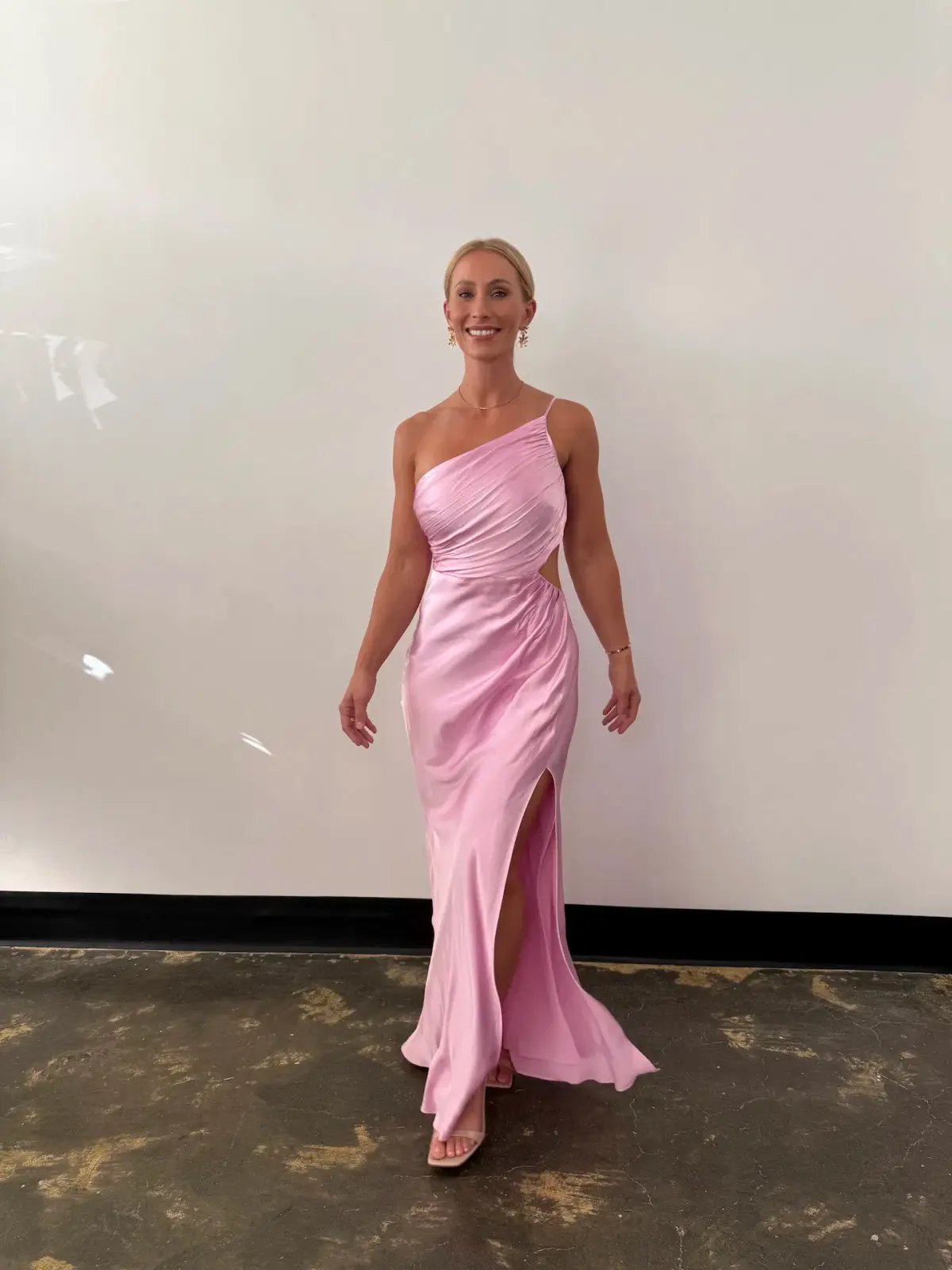 Shona Joy La Lune Asymmetrical Gathered Maxi Dress in Peony Size 14 photo 2