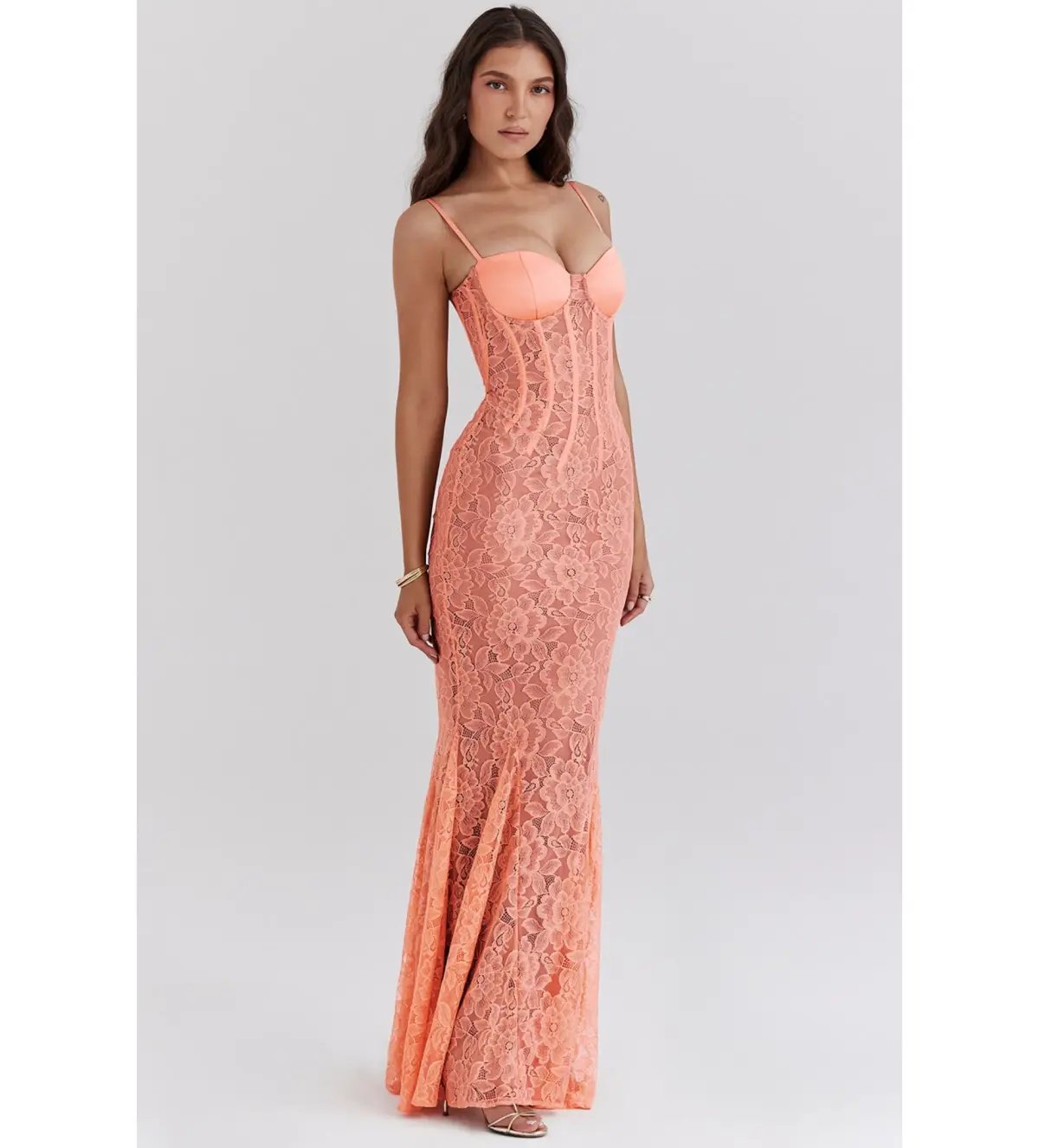 House Of CB Cordelia Lace Godet  Maxi Dress Sorbet Size XS / 6 photo 4