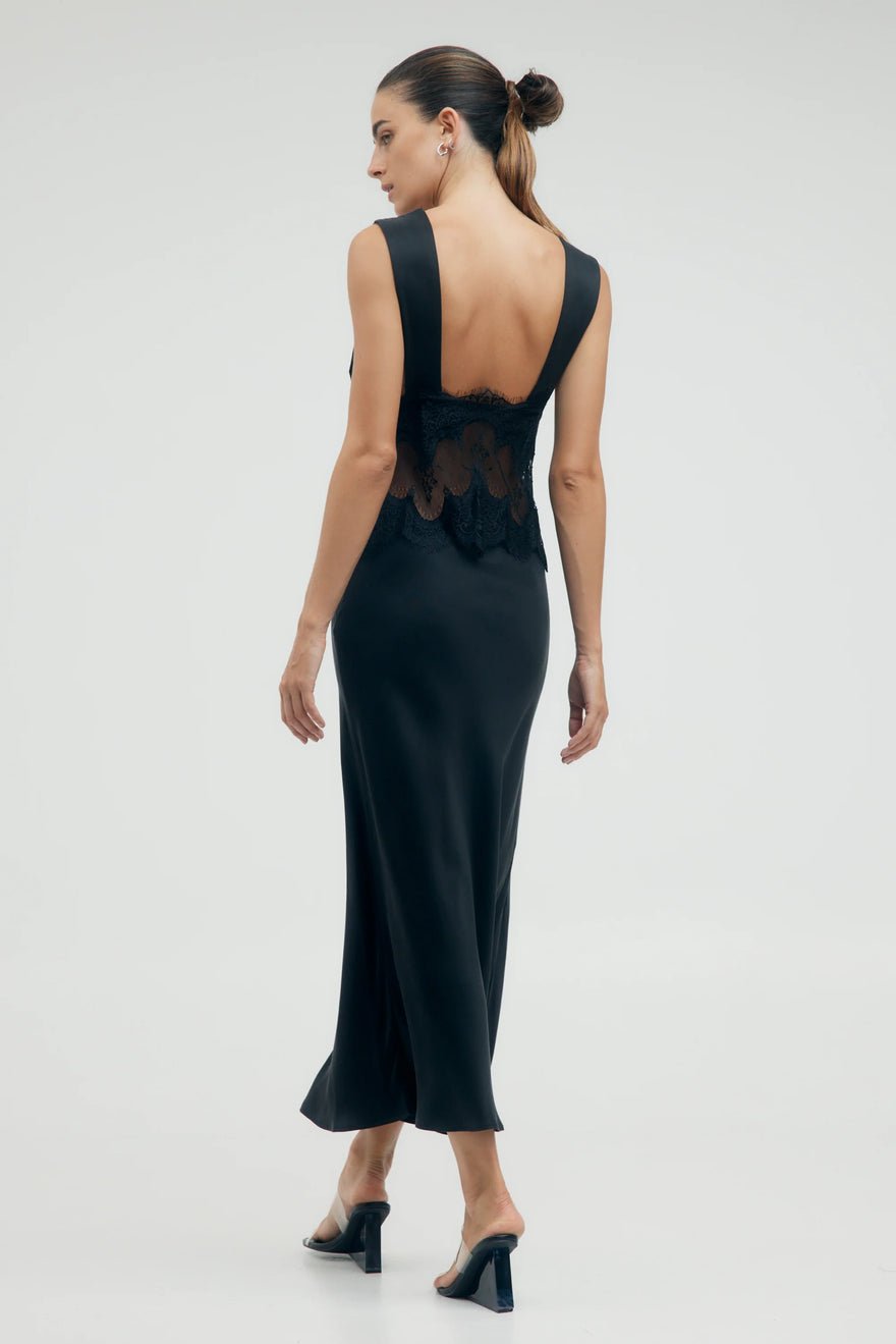 Third Form Visions Lace Deep V Neck Maxi Dress - Ebony photo 5