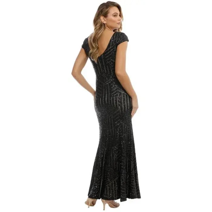 L'amour Karla Sequin Gown Black Size 16 photo 2