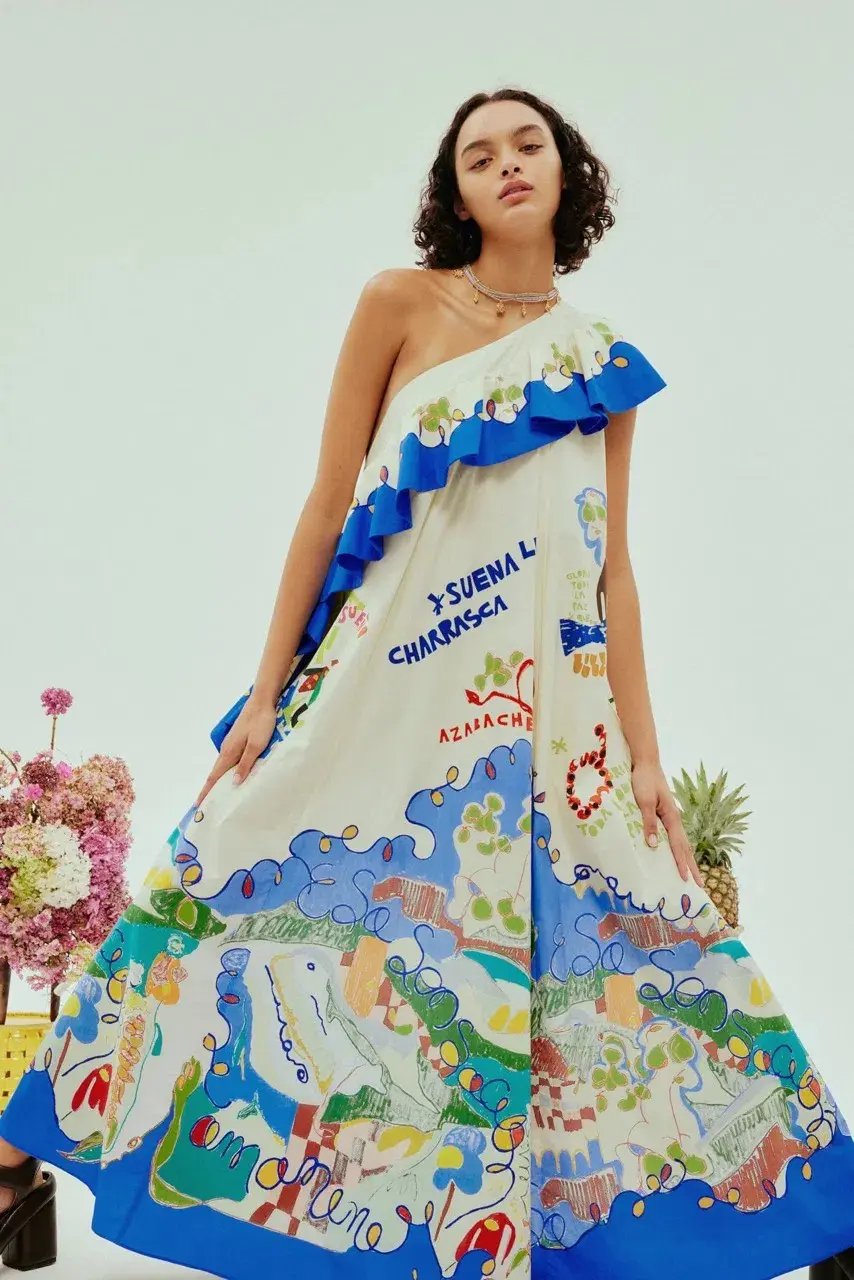 Alemais Nadia One Shoulder Ruffle Dress Print Size 10 photo 2