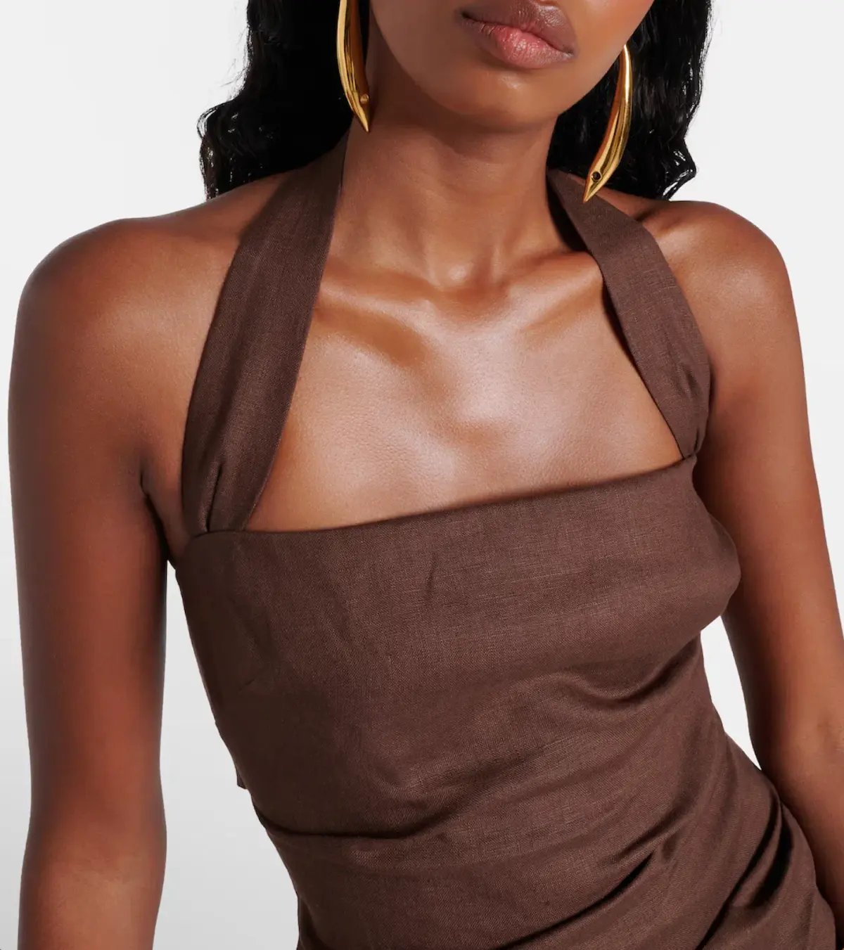 Sir the Label Noemi Halter Mini Dress in Chocolate Brown Size 1 photo 5