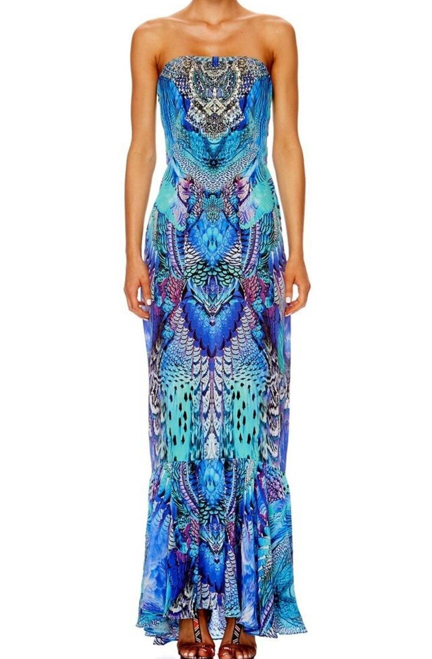 Camilla Moondance Strapless Long Dress with Frill Print Size 8 photo 6