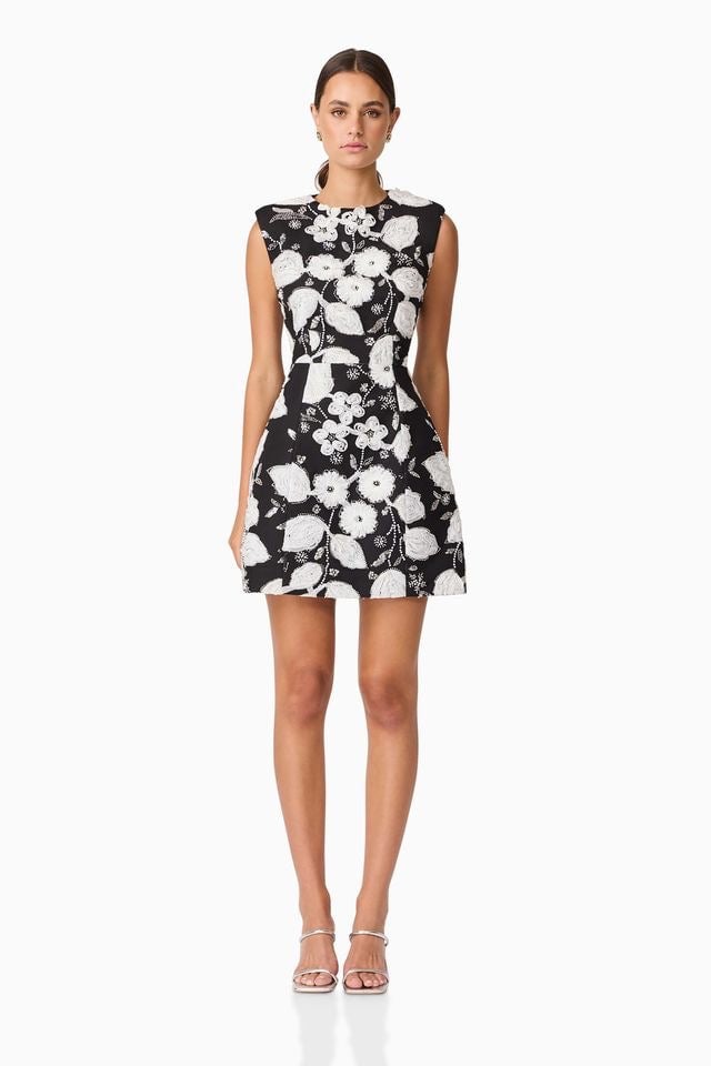 Elliatt Carol Tulip Mini Dress - Black & White photo 2
