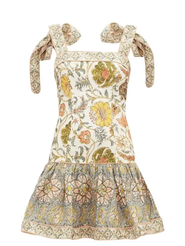 Zimmermann Edie Tie Mini Dress Print Size 0/Au 8 photo 3