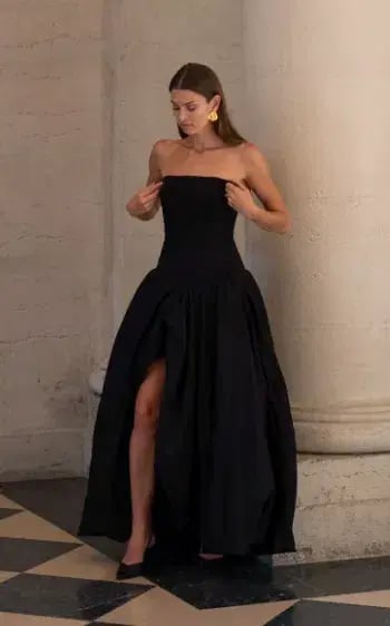 Aje Violette Bubble Hem Maxi Dress Black Size 8 photo 2