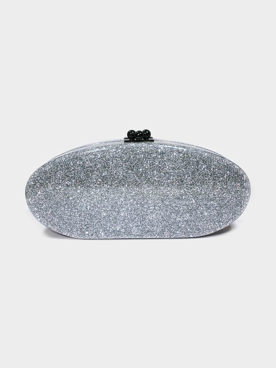 Edie Parker Acrylic Glitter box clutch silver photo 4
